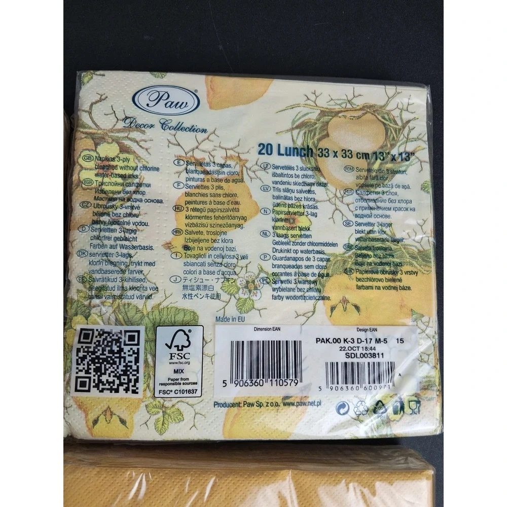 Baby Chicks Paper Luncheon Napkins 12X12 Lot of 4 Packs Easter‎ Decoupage Craft